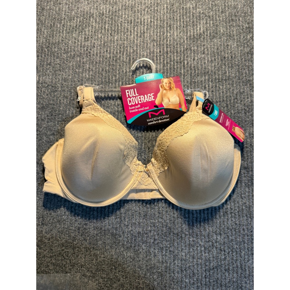 Maidenform Comfort Devotion Full Coverage T-Shirt Bra Tan Lace 09404 38C NEW